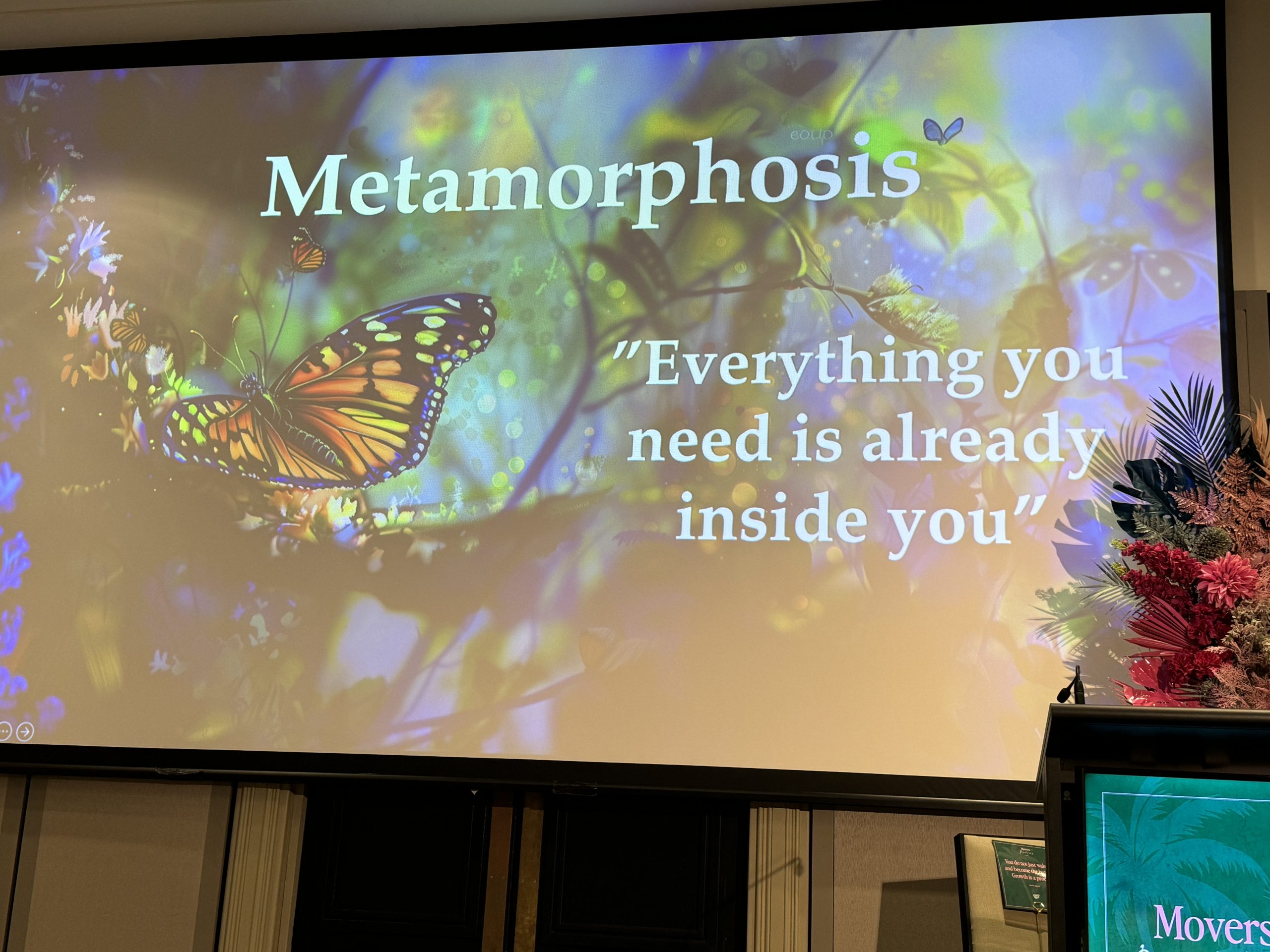 Dr Mark Bonchek quote from the 2024 Business Chicks Movers and Breakers conference about the power of metamorphosis